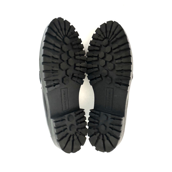 Banana Republic Vee-Strap Lugg Loafers 10-10.5 W Black Leather Chunky Lug Sole - Picture 9 of 14